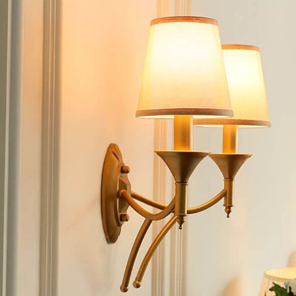 Calanthea European Iron Fabric Mushroom Wall Sconce for Bedside and Study Reading