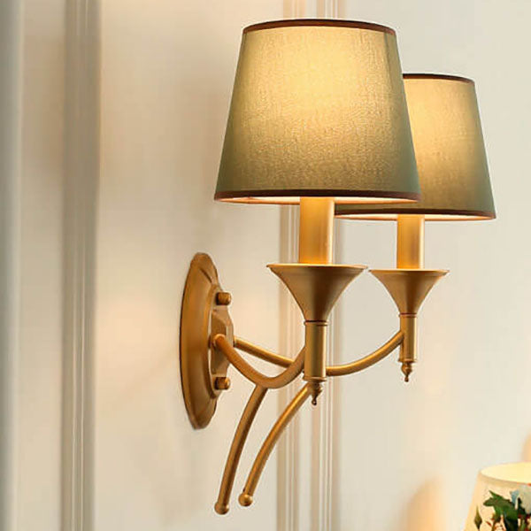 Calanthea European Iron Fabric Mushroom Wall Sconce for Bedside and Study Reading