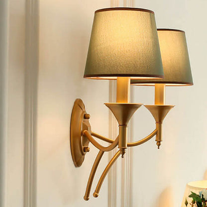 Calanthea European Iron Fabric Mushroom Wall Sconce for Bedside and Study Reading
