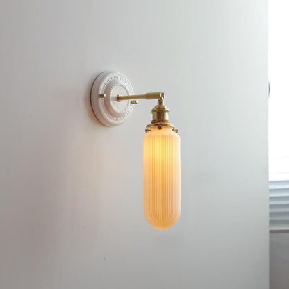 Maribelle Traditional Brass Round Ceramic Wall Sconce for Bedroom and Living Room