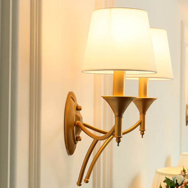 Calanthea European Iron Fabric Mushroom Wall Sconce for Bedside and Study Reading
