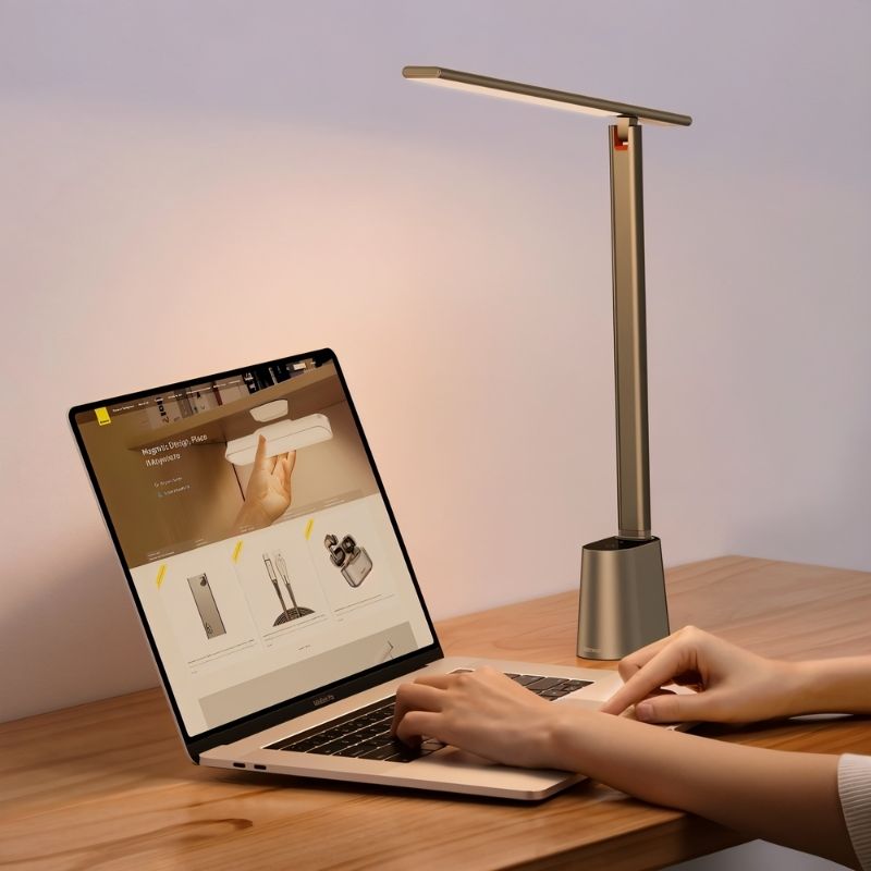 Orsanne Modern Aluminum LED Table Lamp with Warm Ambient Glow for Bedroom Nightstands