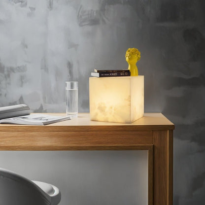 Duvessa Modern Alabaster Table Lamp with Soft E27 Glow for Living Room Styling