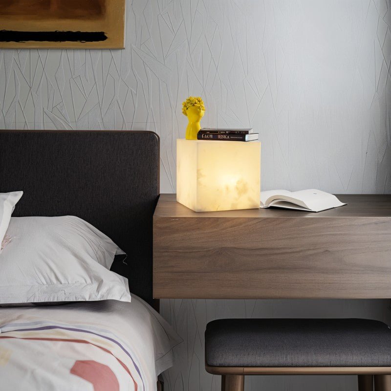 Duvessa Modern Alabaster Table Lamp with Soft E27 Glow for Living Room Styling