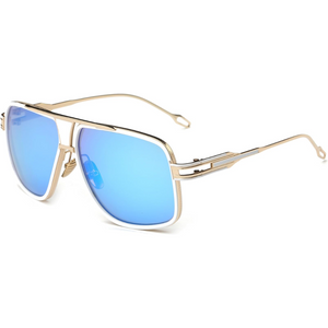Gold and mirrored blue lens