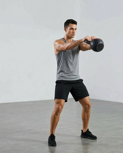 3-Piece Kettlebell Set with Storage Rack – 5 lb, 10 lb, 15 lb HDPE-Coated Concrete Weights for Strength Training and Home Gym