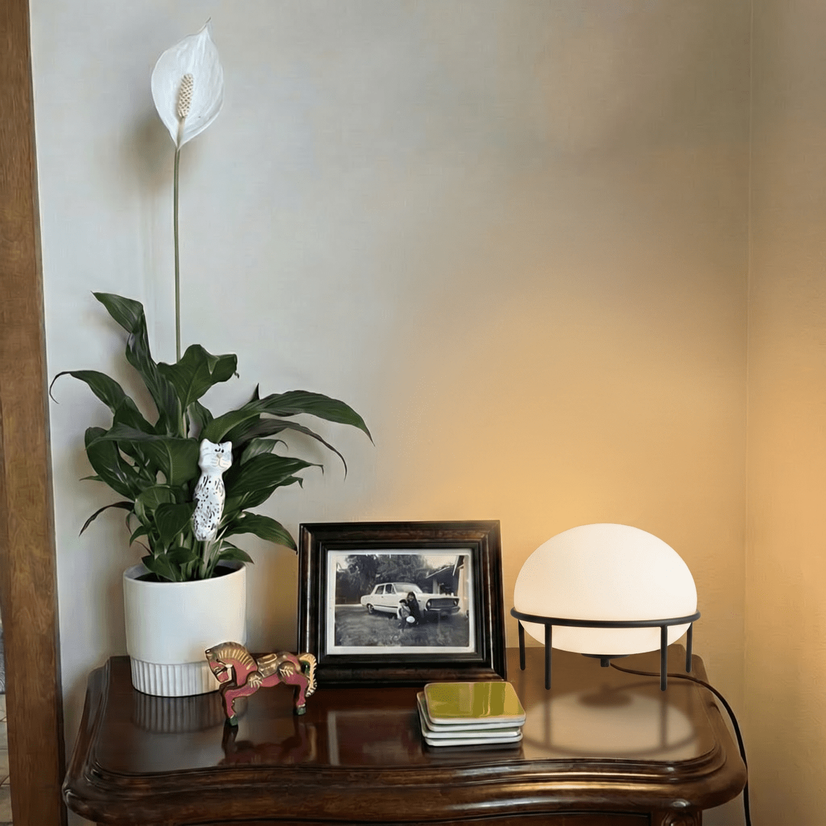 Isolde Contemporary Black Glass Table Lamp with Soft Ambient Glow for Bedroom Nightstands