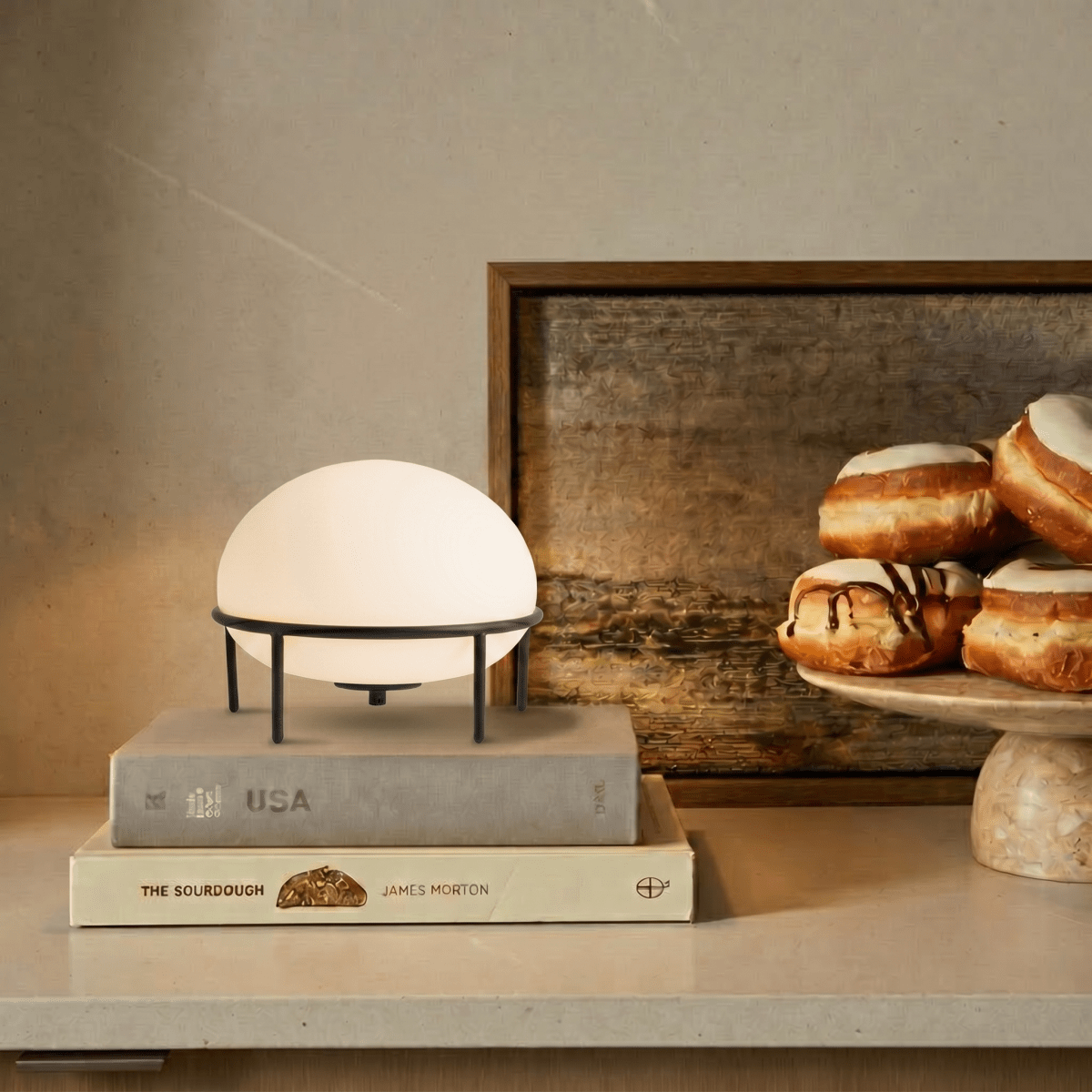 Isolde Contemporary Black Glass Table Lamp with Soft Ambient Glow for Bedroom Nightstands