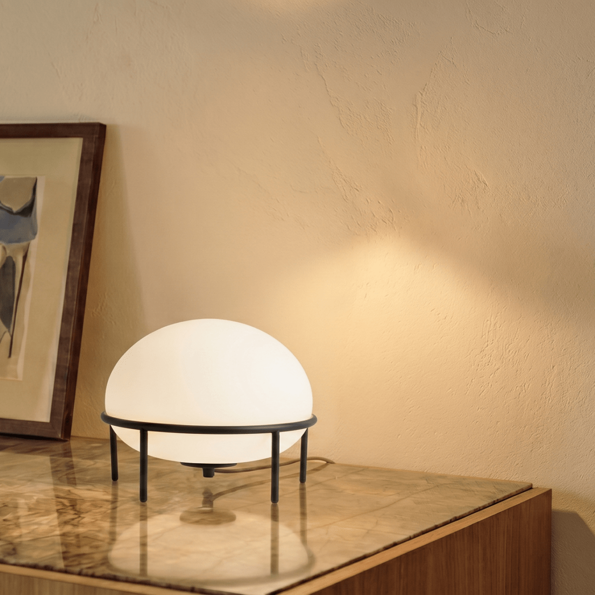 Isolde Contemporary Black Glass Table Lamp with Soft Ambient Glow for Bedroom Nightstands