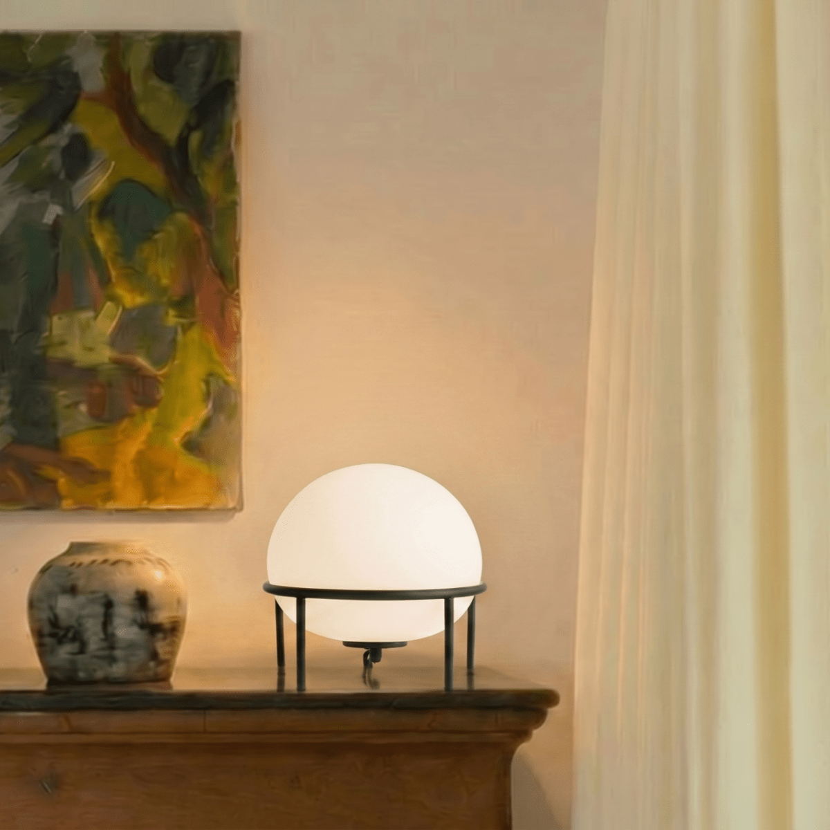 Isolde Contemporary Black Glass Table Lamp with Soft Ambient Glow for Bedroom Nightstands