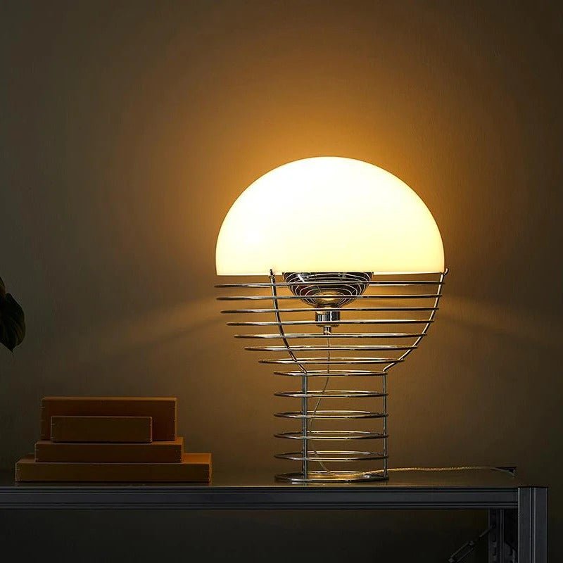 Maravelle Industrial Glass Metal Table Lamp with Warm Retro Glow for Bedroom Accents