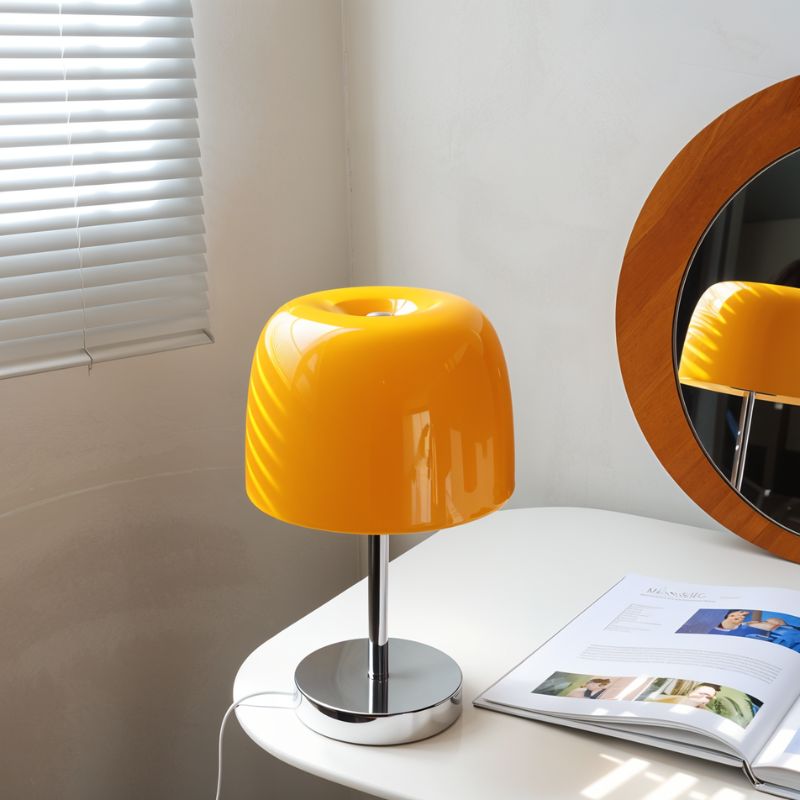 Fiorente Mid Century Glass Table Lamp with Warm to Cool White Glow for Living Room Accents