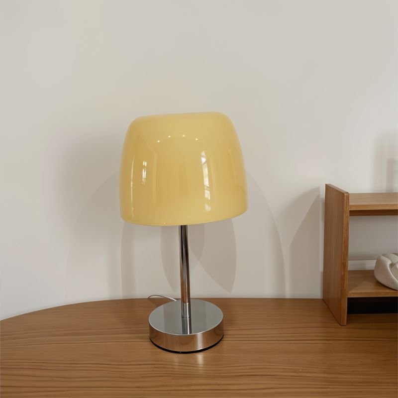 Fiorente Mid Century Glass Table Lamp with Warm to Cool White Glow for Living Room Accents