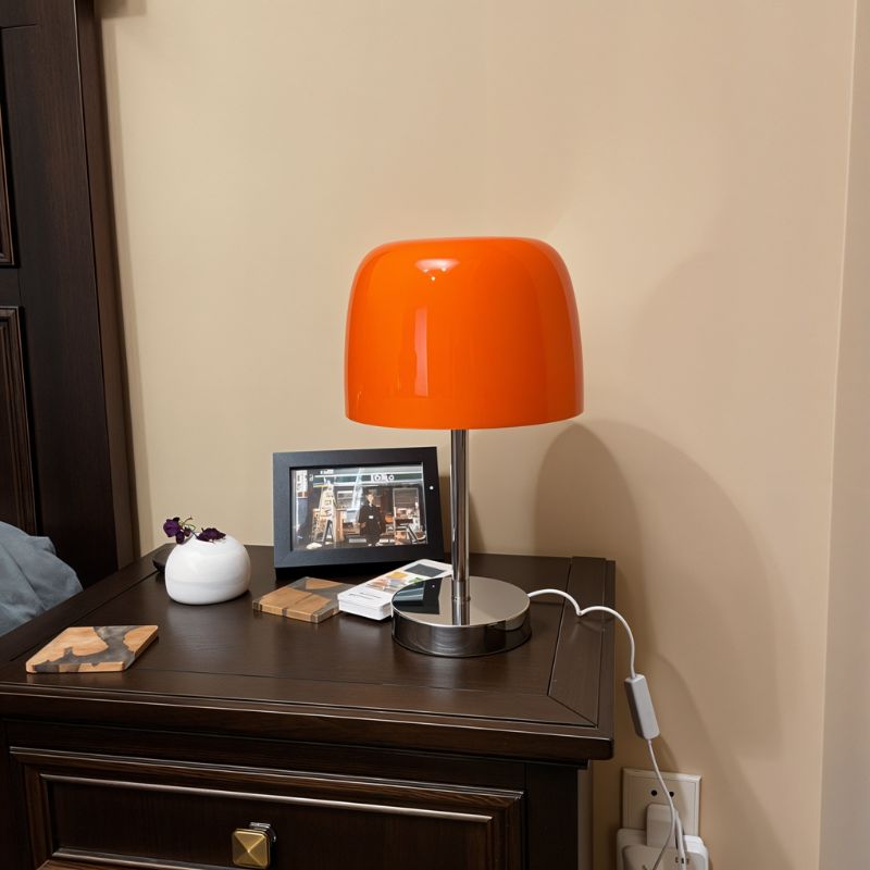 Fiorente Mid Century Glass Table Lamp with Warm to Cool White Glow for Living Room Accents