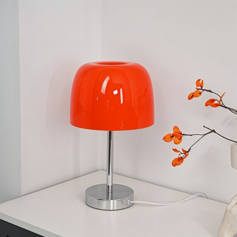 Fiorente Mid Century Glass Table Lamp with Warm to Cool White Glow for Living Room Accents