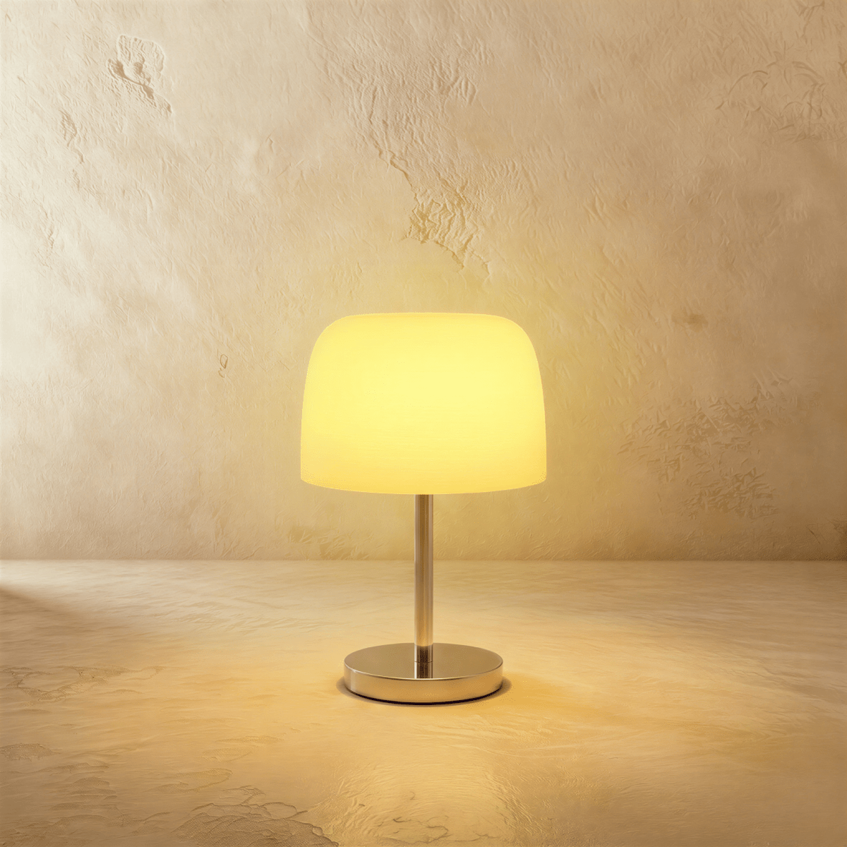 Fiorente Mid Century Glass Table Lamp with Warm to Cool White Glow for Living Room Accents