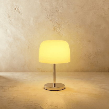 Fiorente Mid Century Glass Table Lamp with Warm to Cool White Glow for Living Room Accents