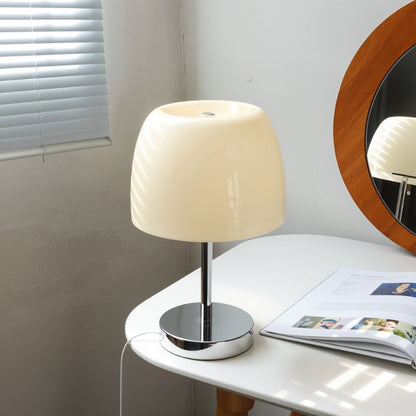 Fiorente Mid Century Glass Table Lamp with Warm to Cool White Glow for Living Room Accents