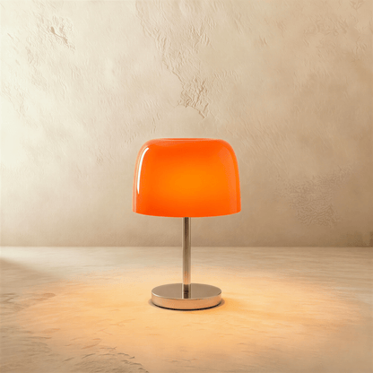 Fiorente Mid Century Glass Table Lamp with Warm to Cool White Glow for Living Room Accents