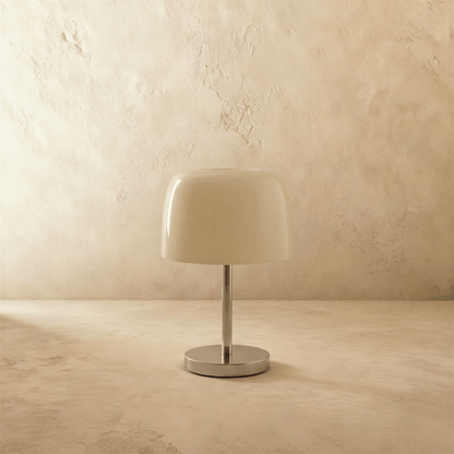 Fiorente Mid Century Glass Table Lamp with Warm to Cool White Glow for Living Room Accents