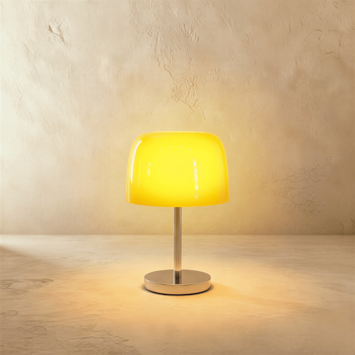 Fiorente Mid Century Glass Table Lamp with Warm to Cool White Glow for Living Room Accents