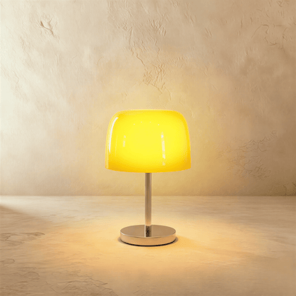 Fiorente Mid Century Glass Table Lamp with Warm to Cool White Glow for Living Room Accents