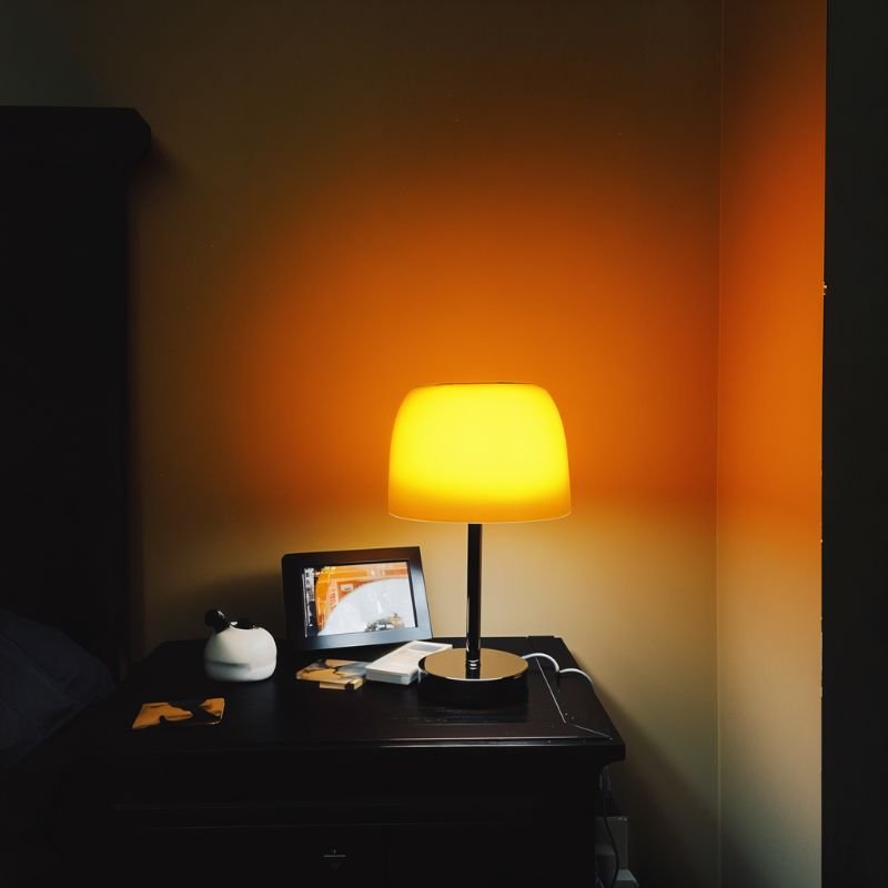 Fiorente Mid Century Glass Table Lamp with Warm to Cool White Glow for Living Room Accents