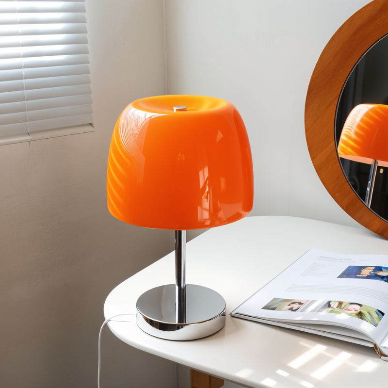Fiorente Mid Century Glass Table Lamp with Warm to Cool White Glow for Living Room Accents