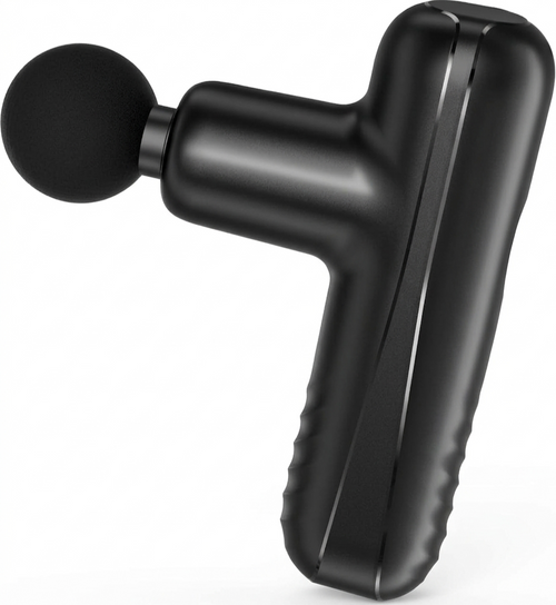 Portable Mini Massage Gun – Handheld Percussion Massager with 4 Heads, Quiet Brushless Motor, USB-C Charging, Black