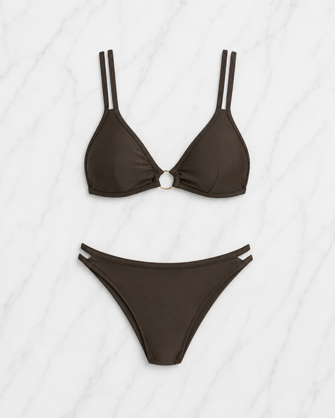 Coffee O-Ring Triangle Bikini Set