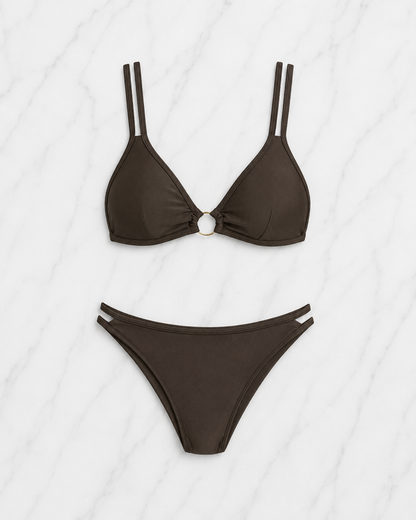 Coffee O-Ring Triangle Bikini Set