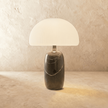 Opaline Modern Marble and Glass LED Table Lamp Elegant Accent for Bedroom and Living Room