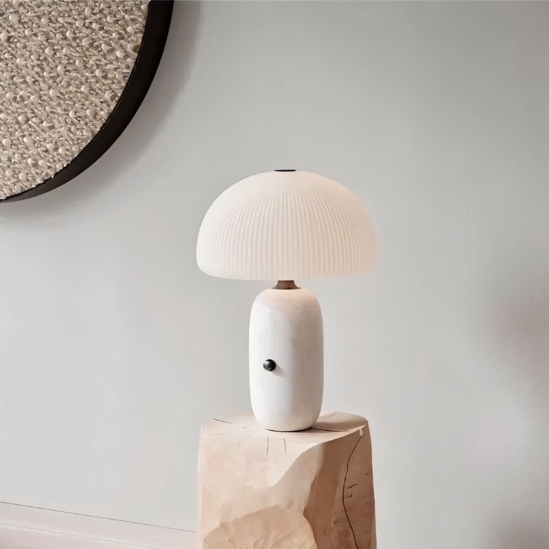 Opaline Modern Marble and Glass LED Table Lamp Elegant Accent for Bedroom and Living Room