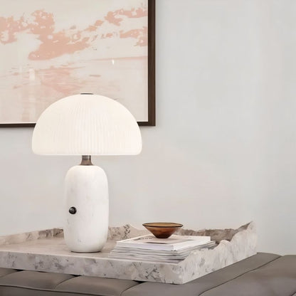 Opaline Modern Marble and Glass LED Table Lamp Elegant Accent for Bedroom and Living Room