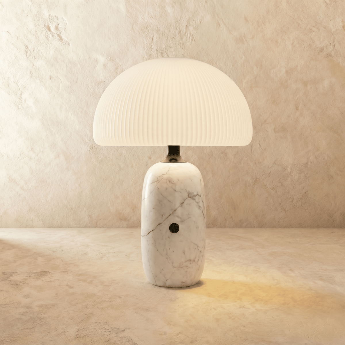 Opaline Modern Marble and Glass LED Table Lamp Elegant Accent for Bedroom and Living Room