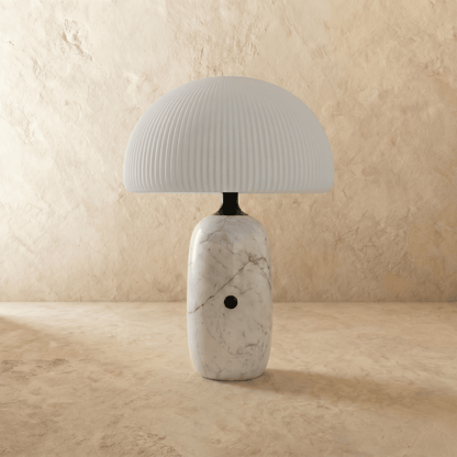 Opaline Modern Marble and Glass LED Table Lamp Elegant Accent for Bedroom and Living Room
