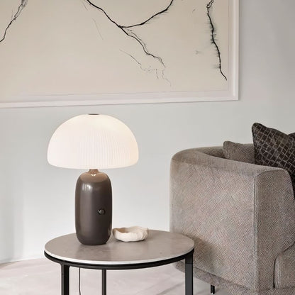 Opaline Modern Marble and Glass LED Table Lamp Elegant Accent for Bedroom and Living Room