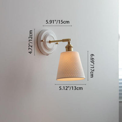 Maribelle Traditional Brass Round Ceramic Wall Sconce for Bedroom and Living Room
