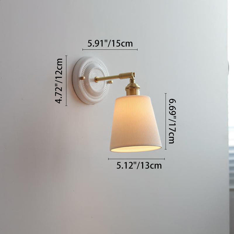Maribelle Traditional Brass Round Ceramic Wall Sconce for Bedroom and Living Room