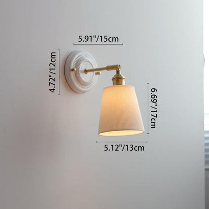 Maribelle Traditional Brass Round Ceramic Wall Sconce for Bedroom and Living Room