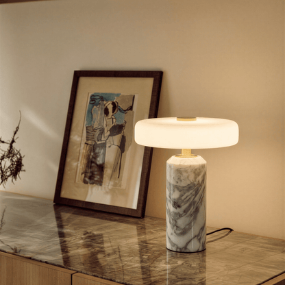 Ophira Contemporary Glass Marble LED Table Lamp Soft Bedside and Console Accent