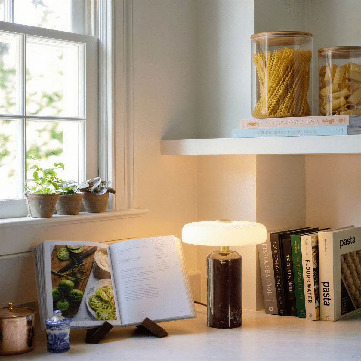 Ophira Contemporary Glass Marble LED Table Lamp Soft Bedside and Console Accent