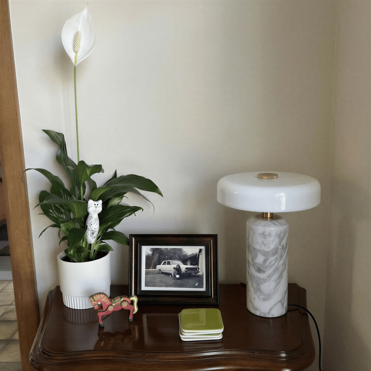 Ophira Contemporary Glass Marble LED Table Lamp Soft Bedside and Console Accent