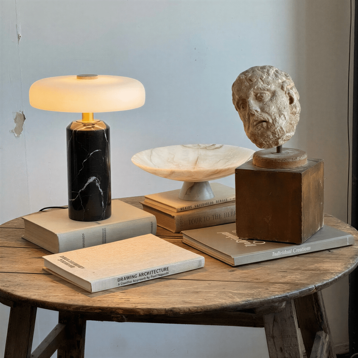 Ophira Contemporary Glass Marble LED Table Lamp Soft Bedside and Console Accent