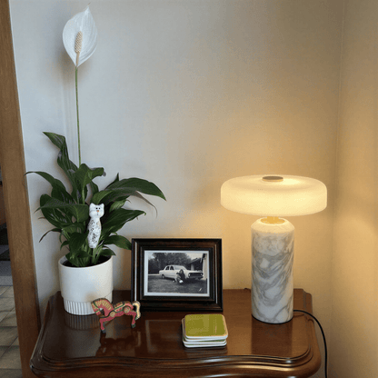 Ophira Contemporary Glass Marble LED Table Lamp Soft Bedside and Console Accent