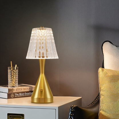Dorevelle Retro Acrylic Metal Table Lamp with Integrated LED for Bedroom Nightstands