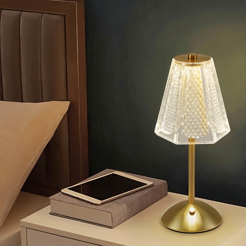 Dorevelle Retro Acrylic Metal Table Lamp with Integrated LED for Bedroom Nightstands