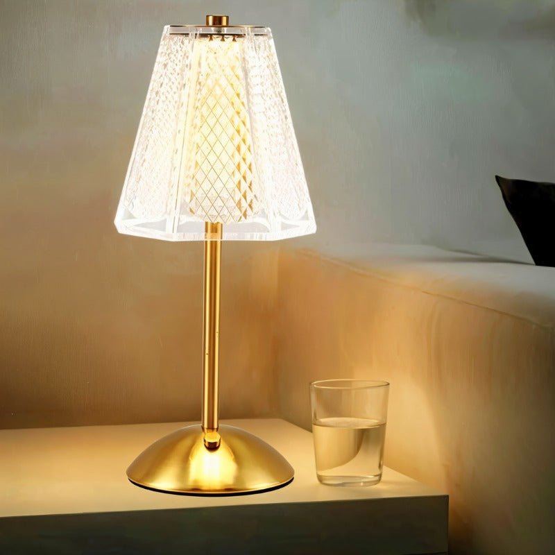 Dorevelle Retro Acrylic Metal Table Lamp with Integrated LED for Bedroom Nightstands