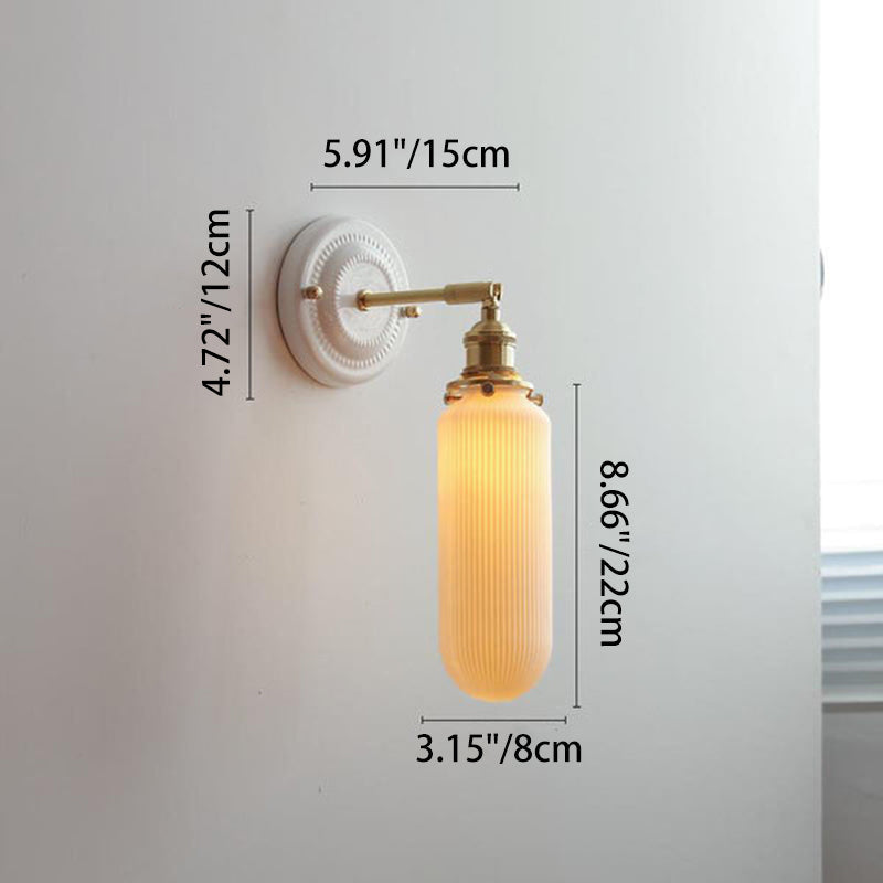 Maribelle Traditional Brass Round Ceramic Wall Sconce for Bedroom and Living Room