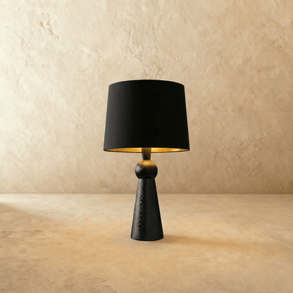 Velaris Modern Fabric Wood Table Lamp Warm E27 Glow for Bedroom and Living Room